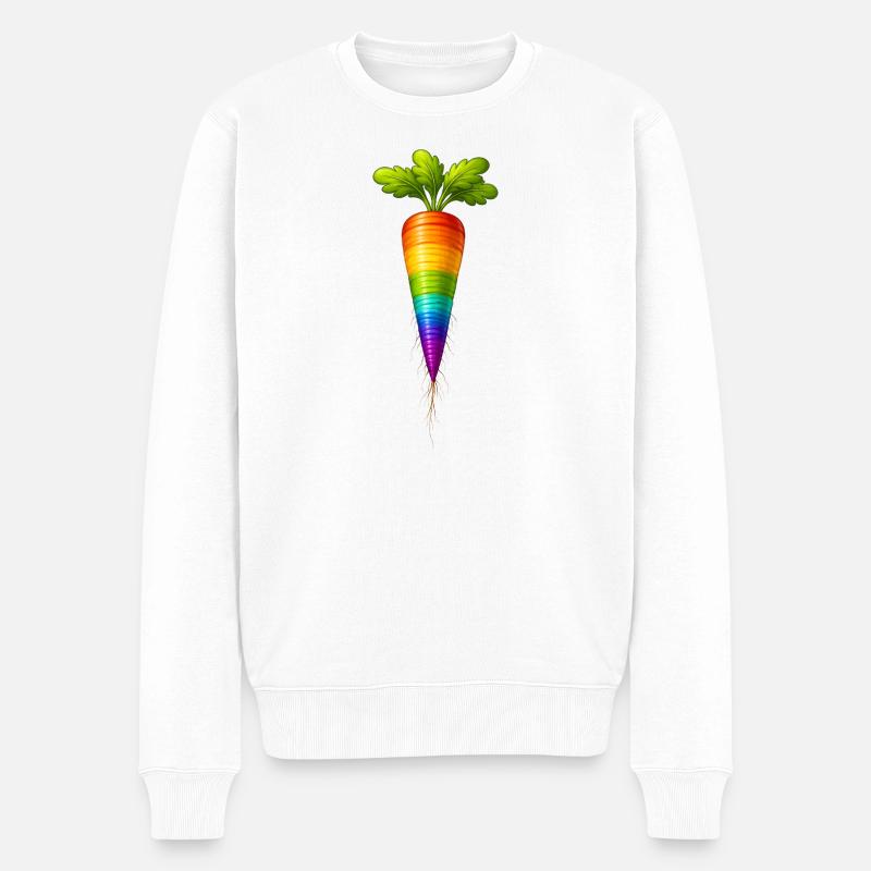 Regenbogen Karotte Buntes Gemüse Design - Männer Premium Bio Pullover - Weiß