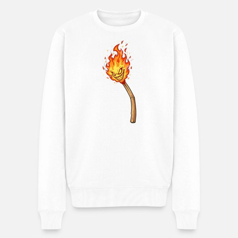 Lodernder Flammenkobold - Männer Premium Bio Pullover - Weiß