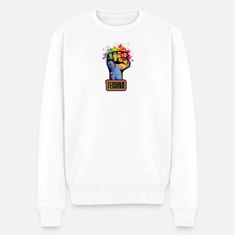 techno - Pull Premium bio Homme - blanc