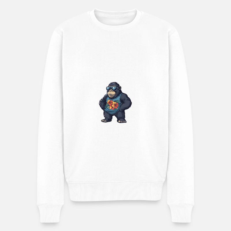 Gorilla Comic Vacation - Pull Premium bio Homme - blanc