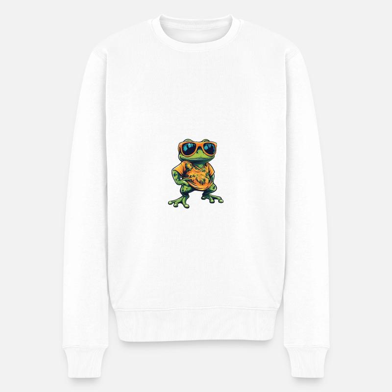 Frosch Comic Urlaub - Männer Premium Bio Pullover - Weiß