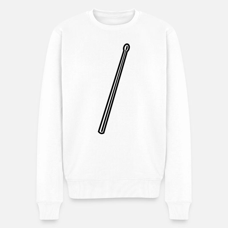 Schlagzeug Stick - Männer Premium Bio Pullover - Weiß