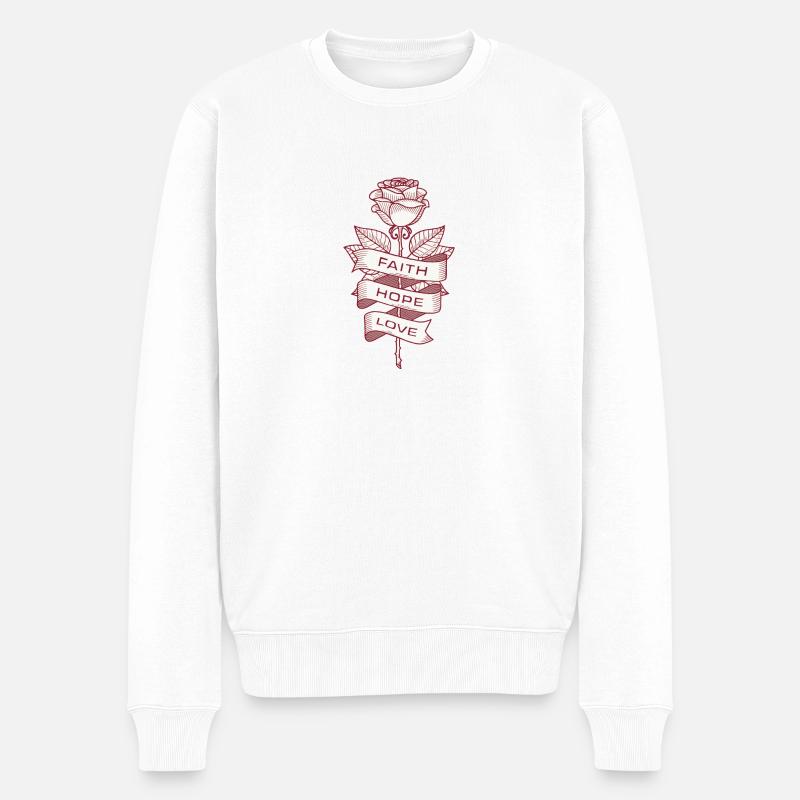 Rose - Männer Premium Bio Pullover - Weiß