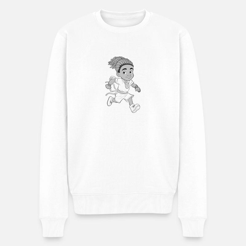 handsome african boy running - Pull Premium bio Homme - blanc