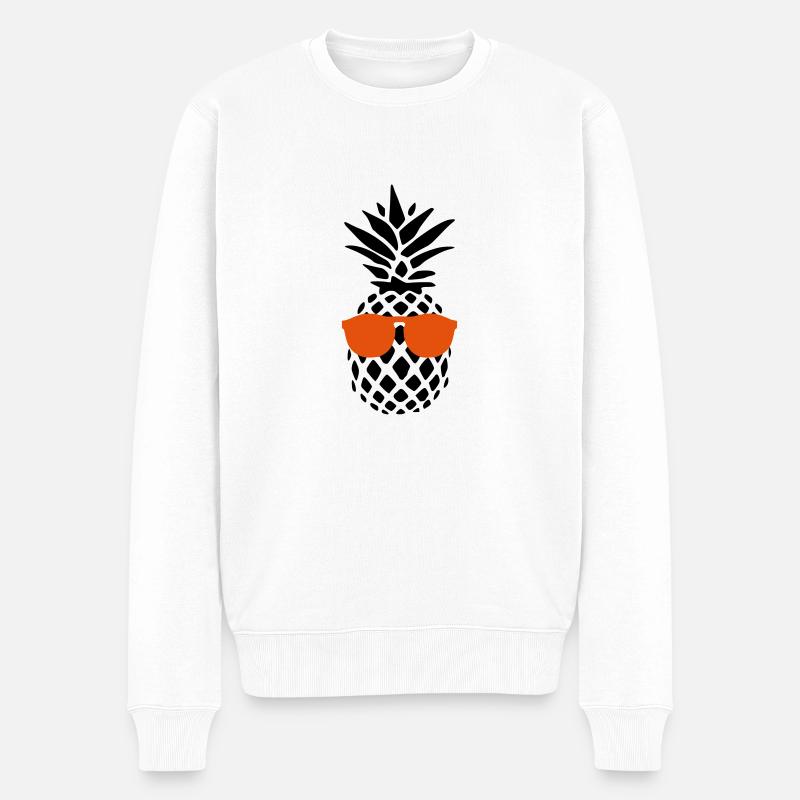 Coole Ananas - Ananas - Sonnenbrille - Sommer - Männer Premium Bio Pullover - Weiß