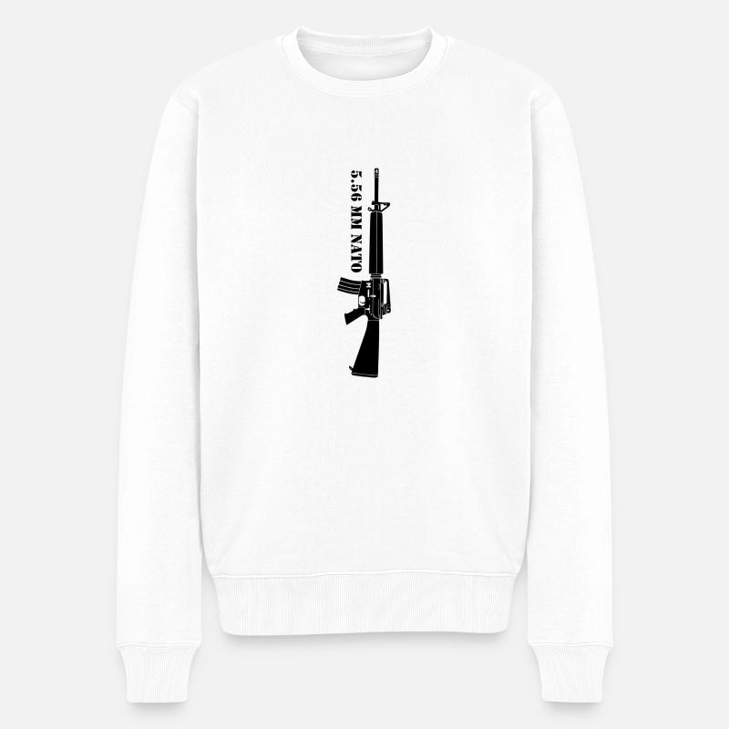 M16 5.56 MM OTAN - Pull Premium bio Homme - blanc