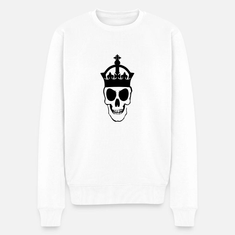 Crâne avec la couronne - Pull Premium bio Homme - blanc