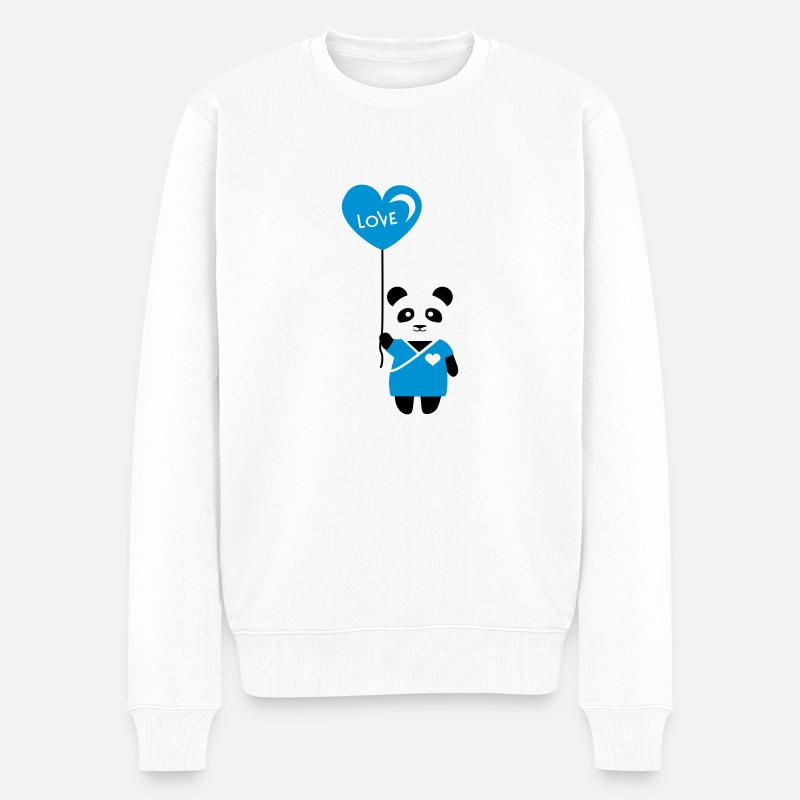 Pärchenshirt "Panda" Junge - Männer Premium Bio Pullover - Weiß