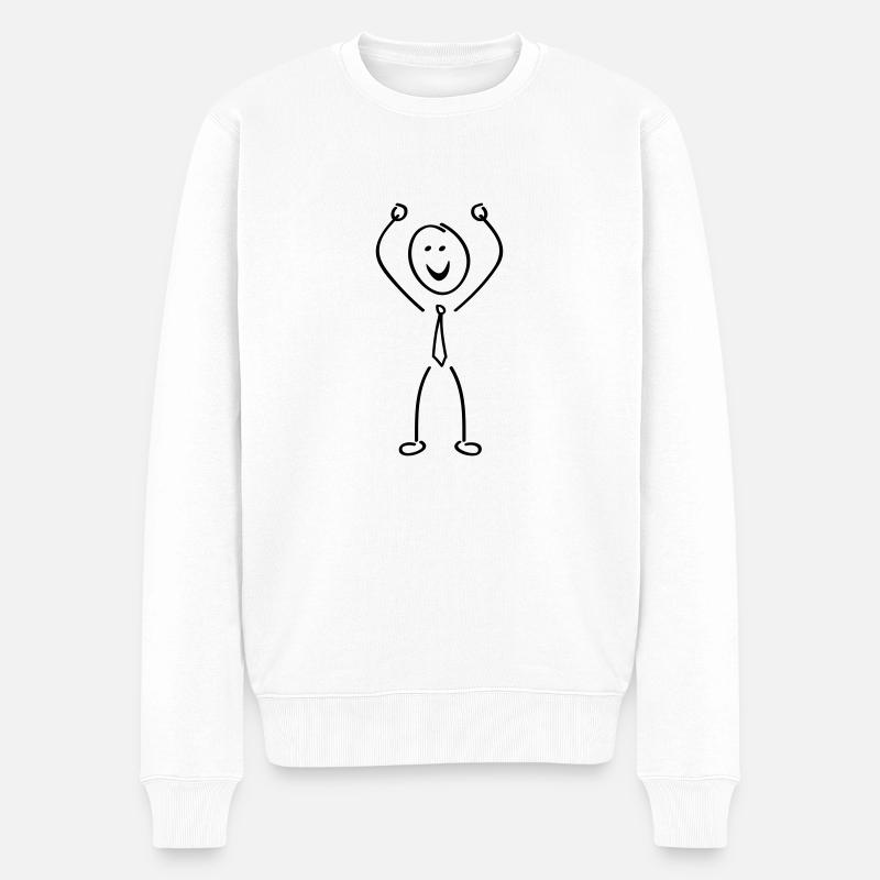 strichmaenchen positiv - Männer Premium Bio Pullover - Weiß