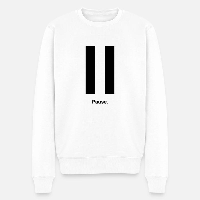 Pause - Männer Premium Bio Pullover - Weiß