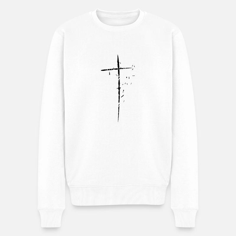 traverser fragmentées déchiqueté petite conception - Pull Premium bio Homme - blanc