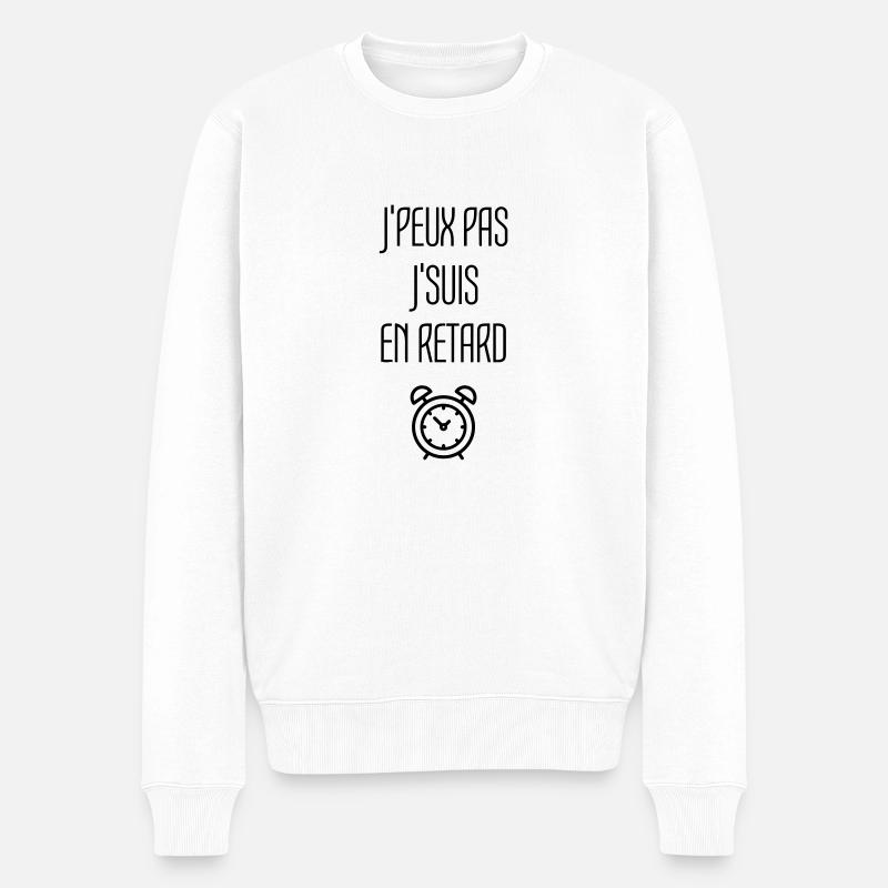 Boulot - Travail - En Retard - Dormir - Travailler - Pull Premium bio Homme - blanc