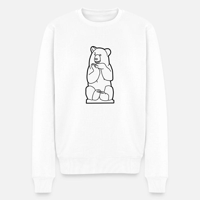Ours de Berlin, assis - Pull Premium bio Homme - blanc