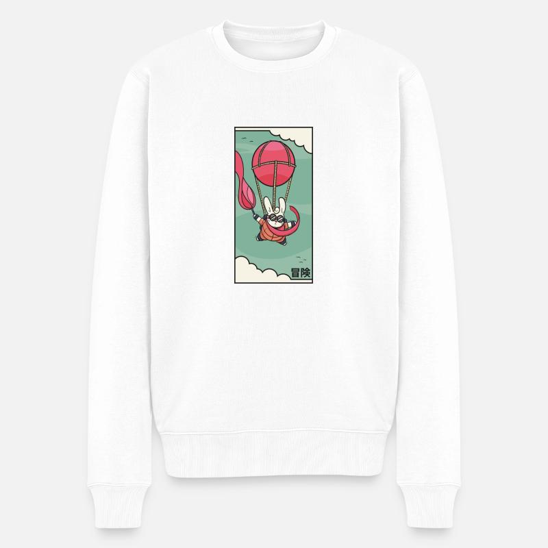 Fliegende Kaninchen - Männer Premium Bio Pullover - Weiß