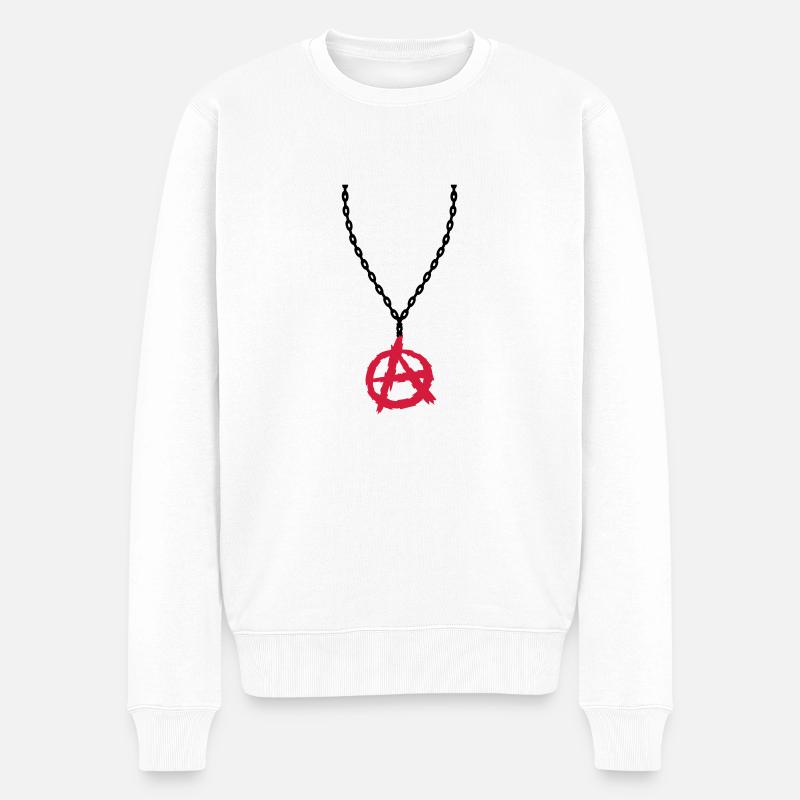 Collier bijoux symbole d'anarchie - Pull Premium bio Homme - blanc