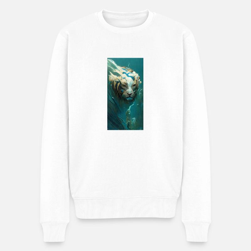 Wassertiger - Männer Premium Bio Pullover - Weiß