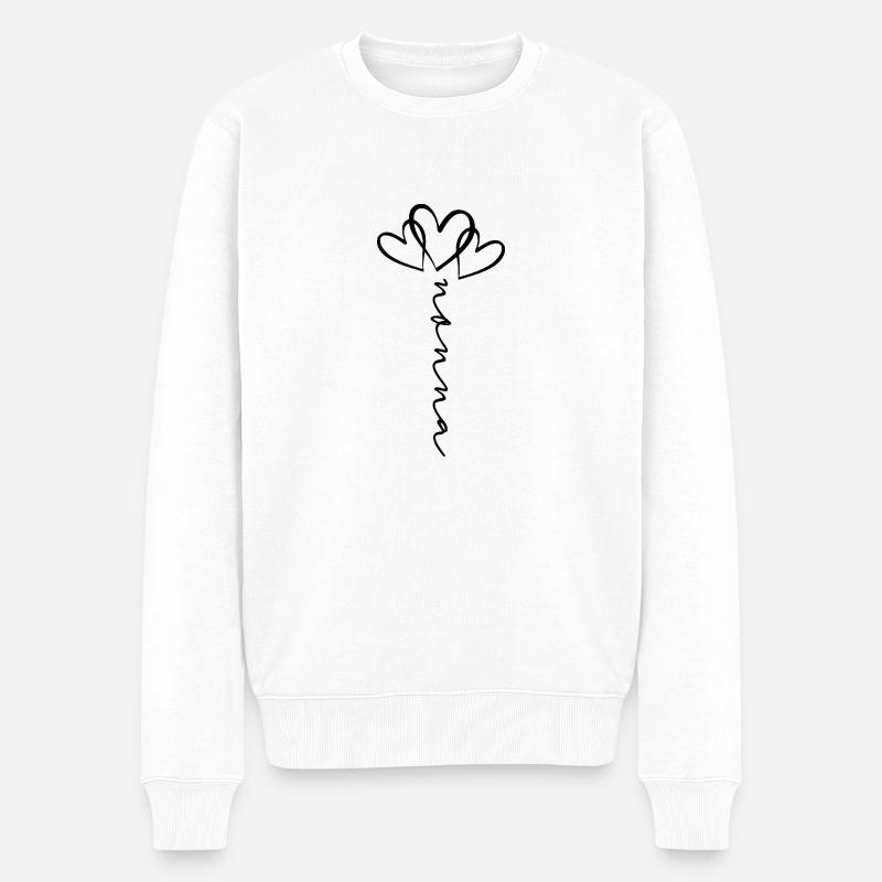 Nonna Schrift Herzblume - Männer Premium Bio Pullover - Weiß