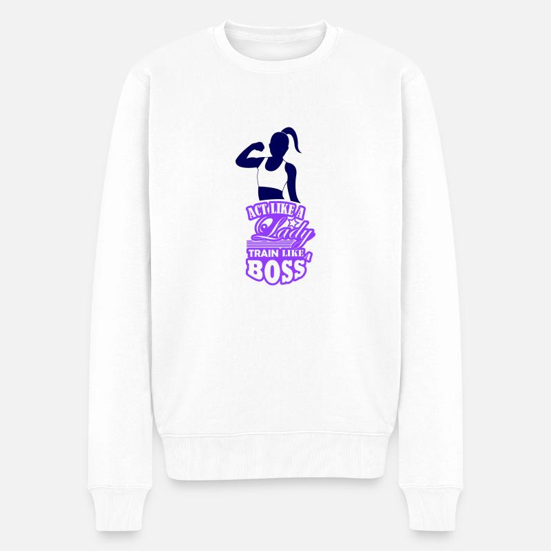 Lady train like a 002 - Männer Premium Bio Pullover - Weiß