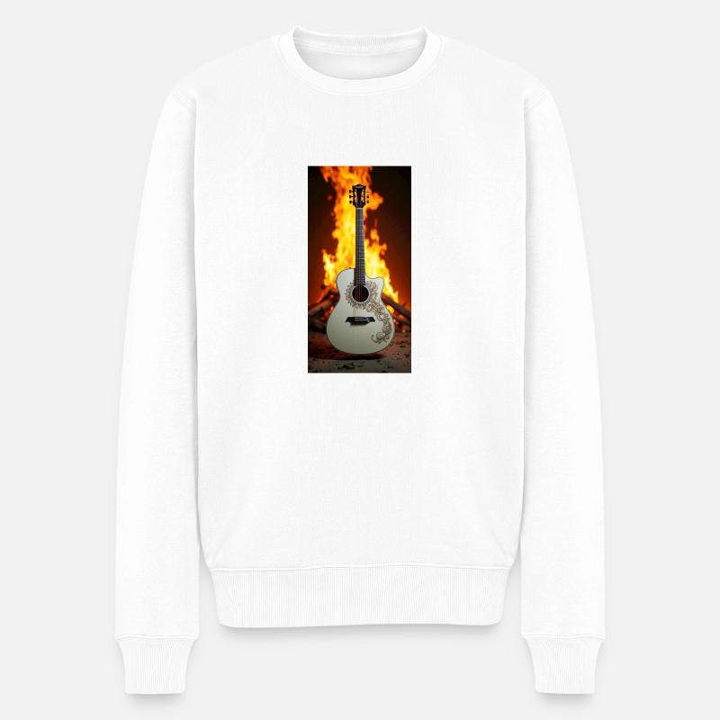 Guitare devant le feu - Pull Premium bio Homme - blanc