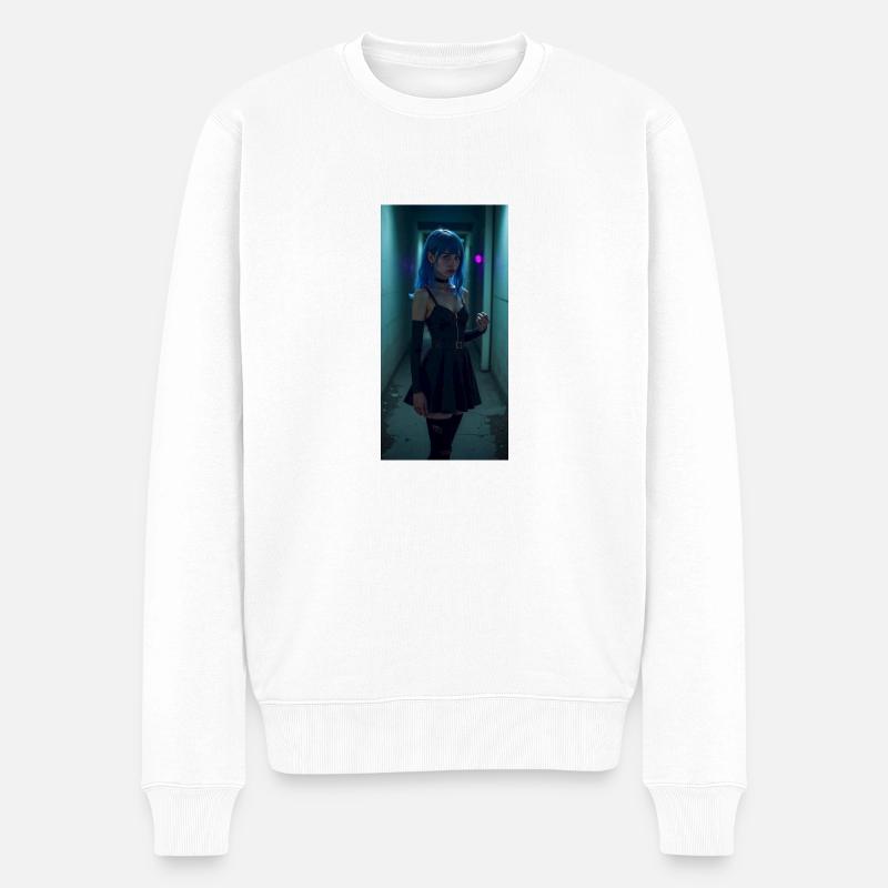 ANIME MÄDCHEN SWS - Männer Premium Bio Pullover - Weiß