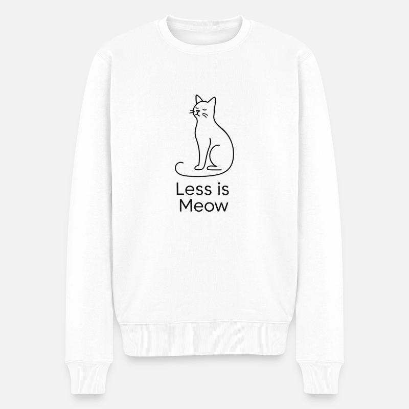 Less is Meow – Minimalistische Katze mit Stil - Männer Premium Bio Pullover - Weiß