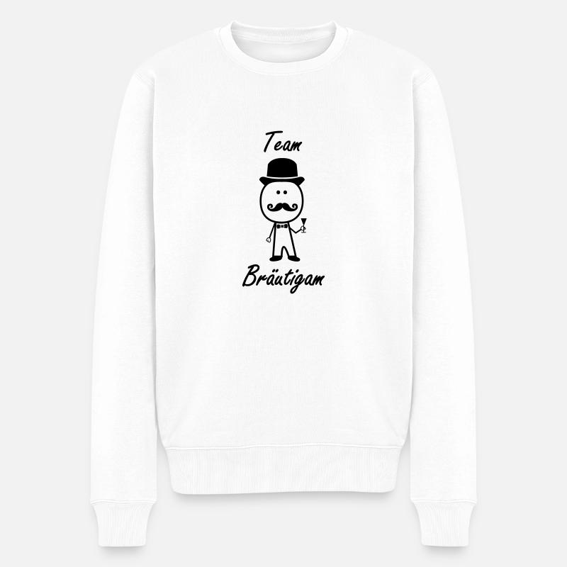 Team Bräutigam - Männer Premium Bio Pullover - Weiß