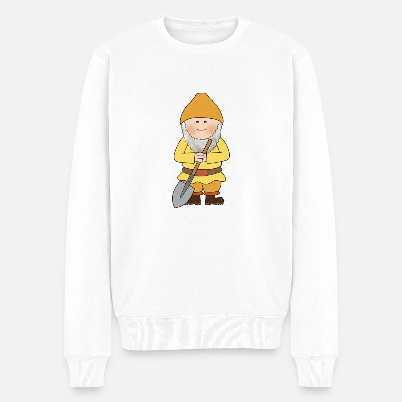 Zwerg mit Schaufel - Männer Premium Bio Pullover - Weiß