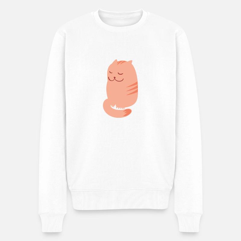 Katze - Männer Premium Bio Pullover - Weiß