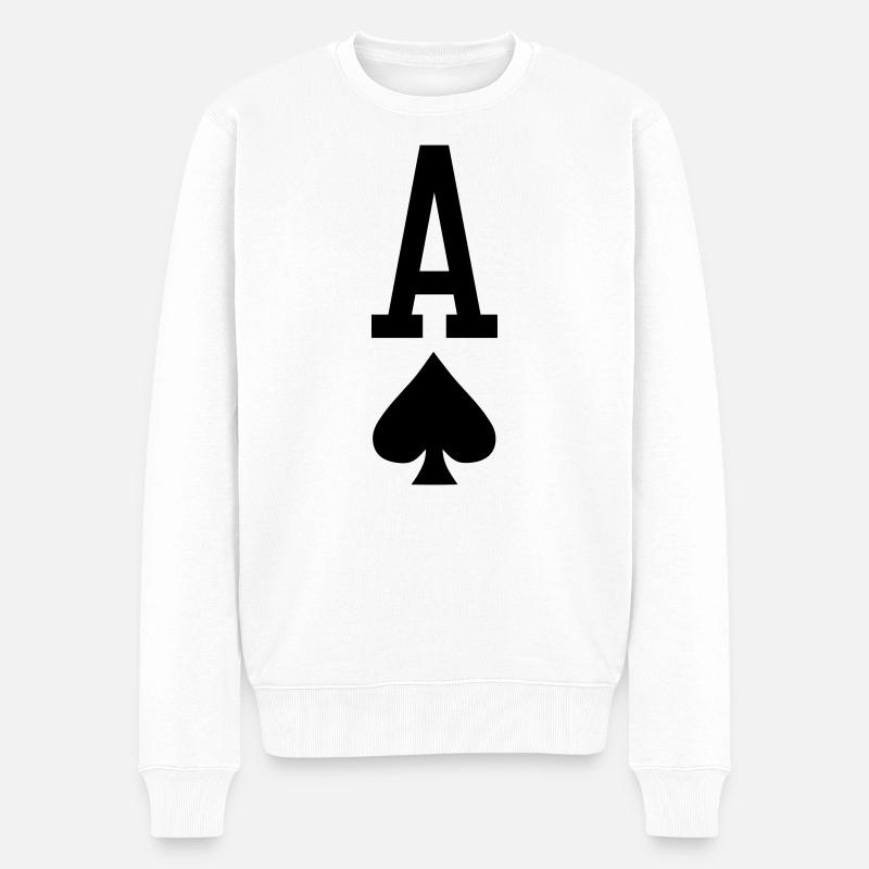 Poker Spielkarte - Pik Ass - Männer Premium Bio Pullover - Weiß