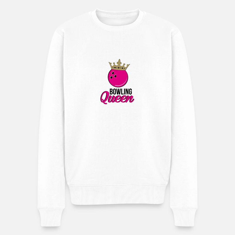 Bowling Queen - Männer Premium Bio Pullover - Weiß