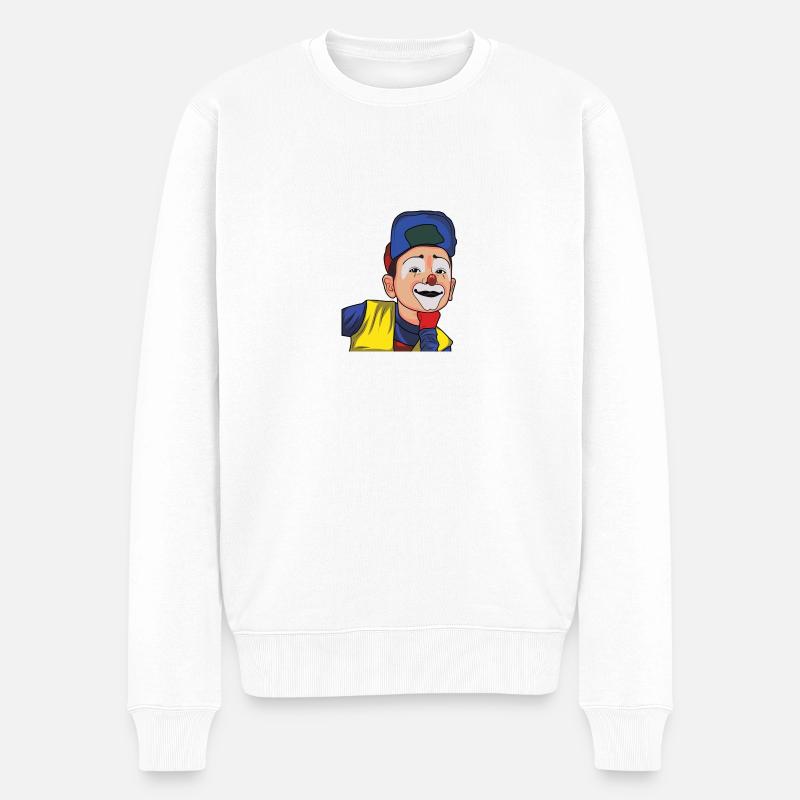 Lustiger Cartoon Clown - Geschenkidee - Männer Premium Bio Pullover - Weiß