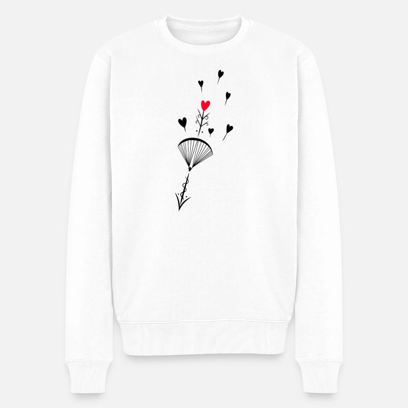 Parachutiste avec flèche et cœur - Pull Premium bio Homme - blanc