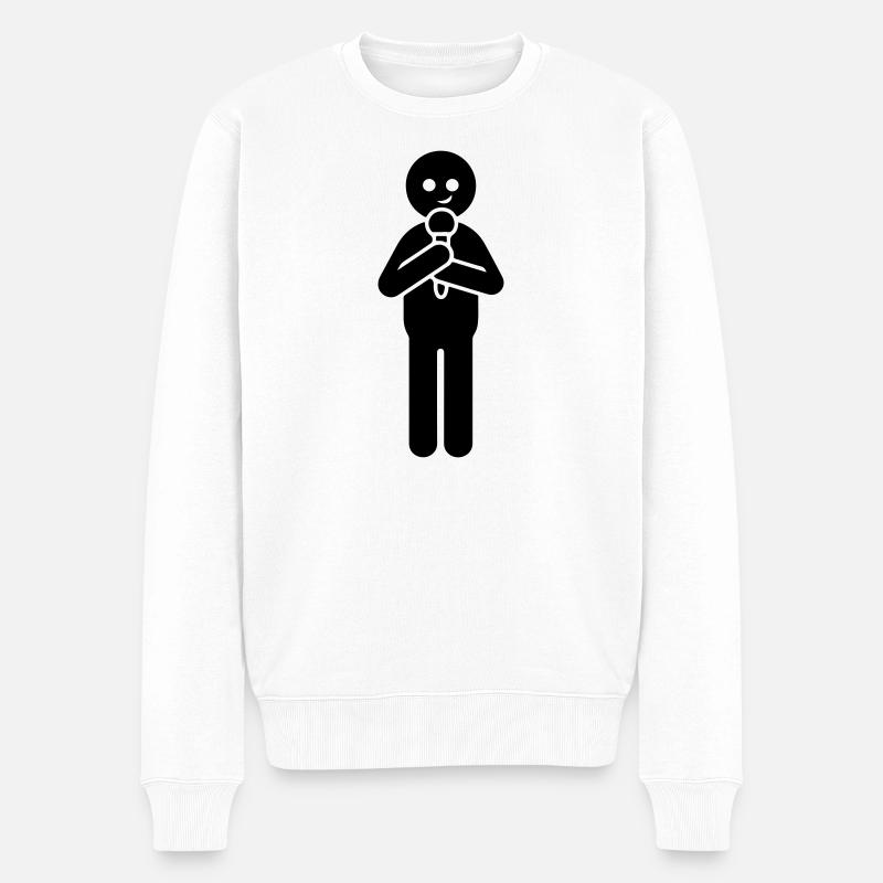 Chanteur avec microphone Animateur - Pull Premium bio Homme - blanc