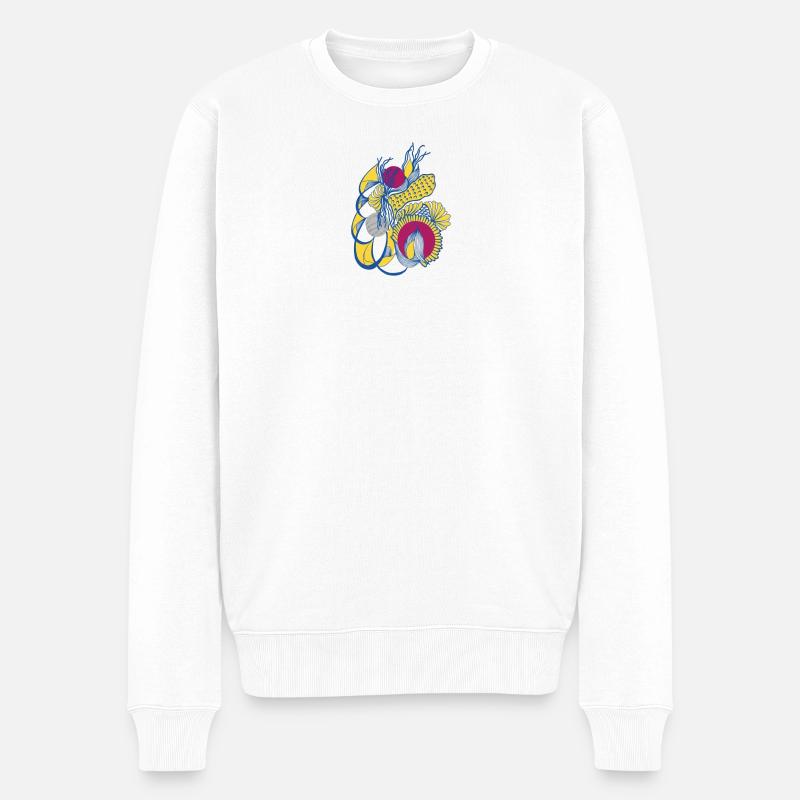 Bunte Blütenspirale - Männer Premium Bio Pullover - Weiß