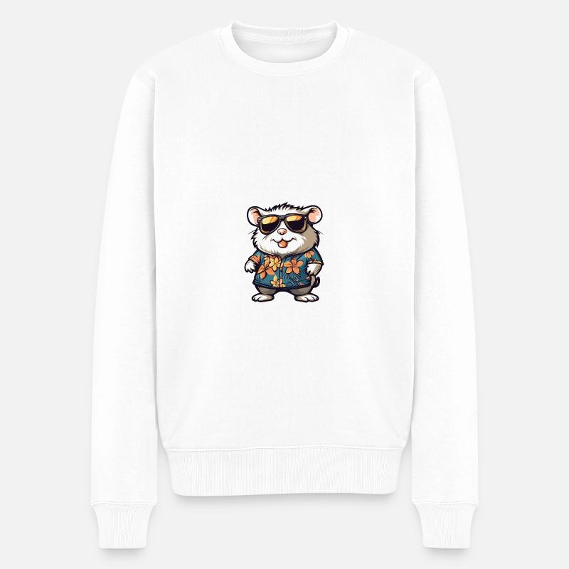 Hamster Comic Urlaub - Männer Premium Bio Pullover - Weiß