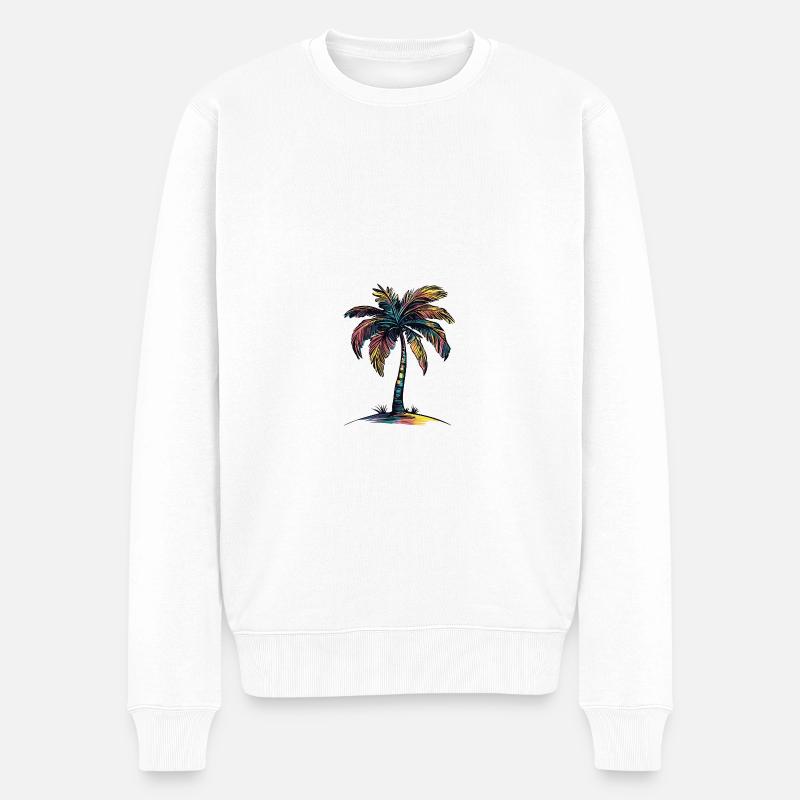 Plage de Palm Tree - Pull Premium bio Homme - blanc