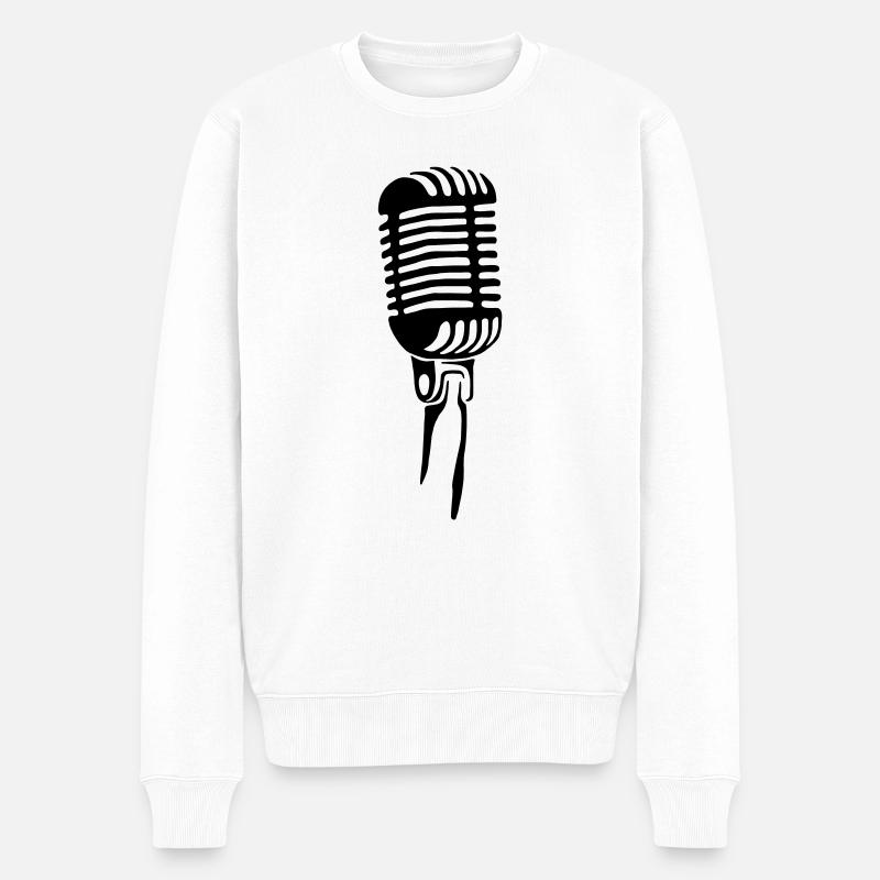 Retro Microphone - Pull Premium bio Homme - blanc