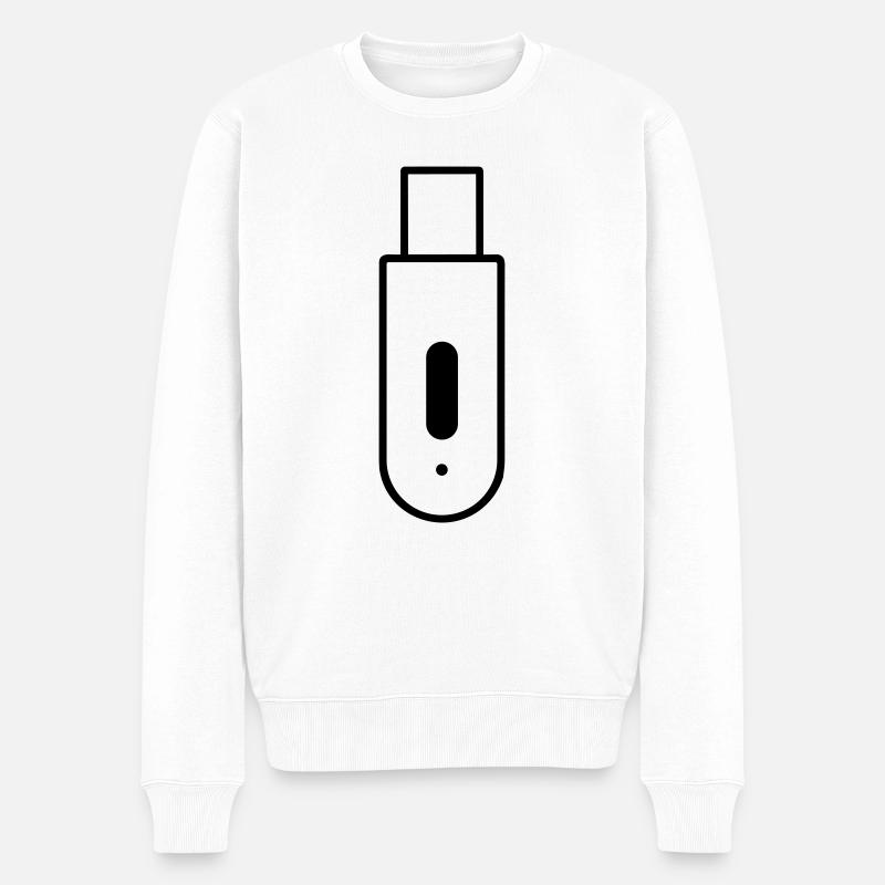 USB-Stick - Männer Premium Bio Pullover - Weiß