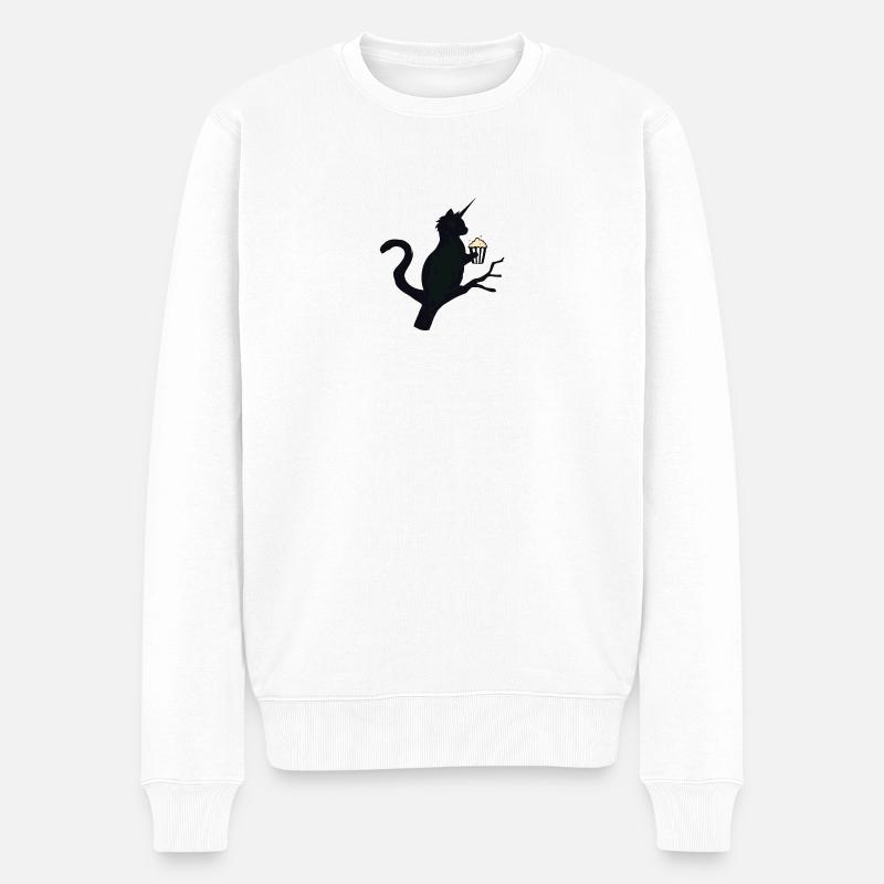 Einhornkatze - Männer Premium Bio Pullover - Weiß