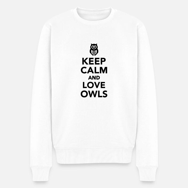 Keep calm and love Owls - Pull Premium bio Homme - blanc