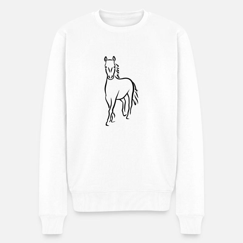 Pferd - Männer Premium Bio Pullover - Weiß