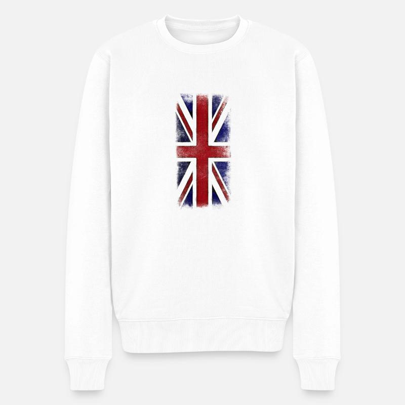 union jack - Männer Premium Bio Pullover - Weiß