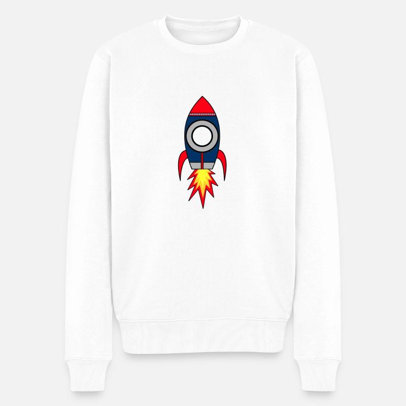 Raketen mit Deinem Text * Personalisierte Rakete - Männer Premium Bio Pullover - Weiß