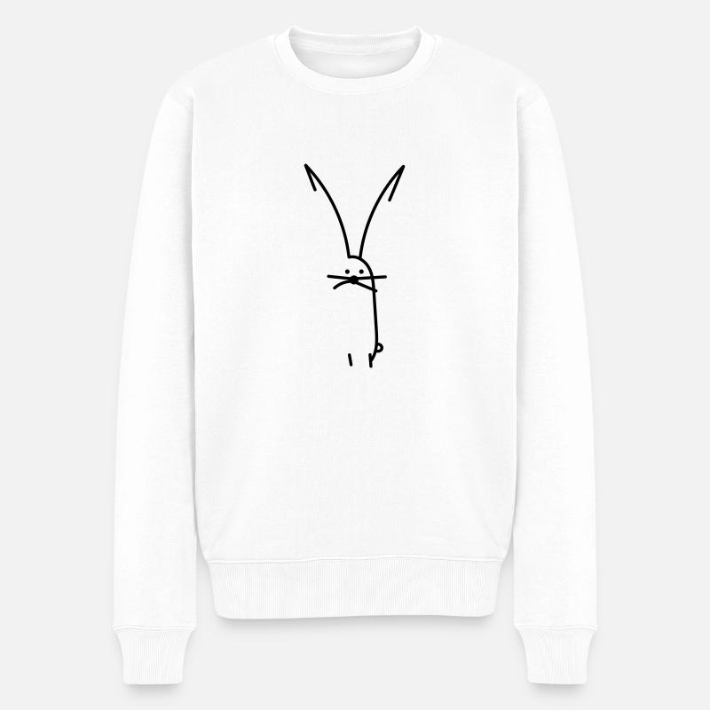 Figurine de bâton de minimalisme de lapin - Pull Premium bio Homme - blanc