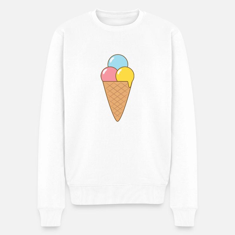 Eiscreme - Männer Premium Bio Pullover - Weiß