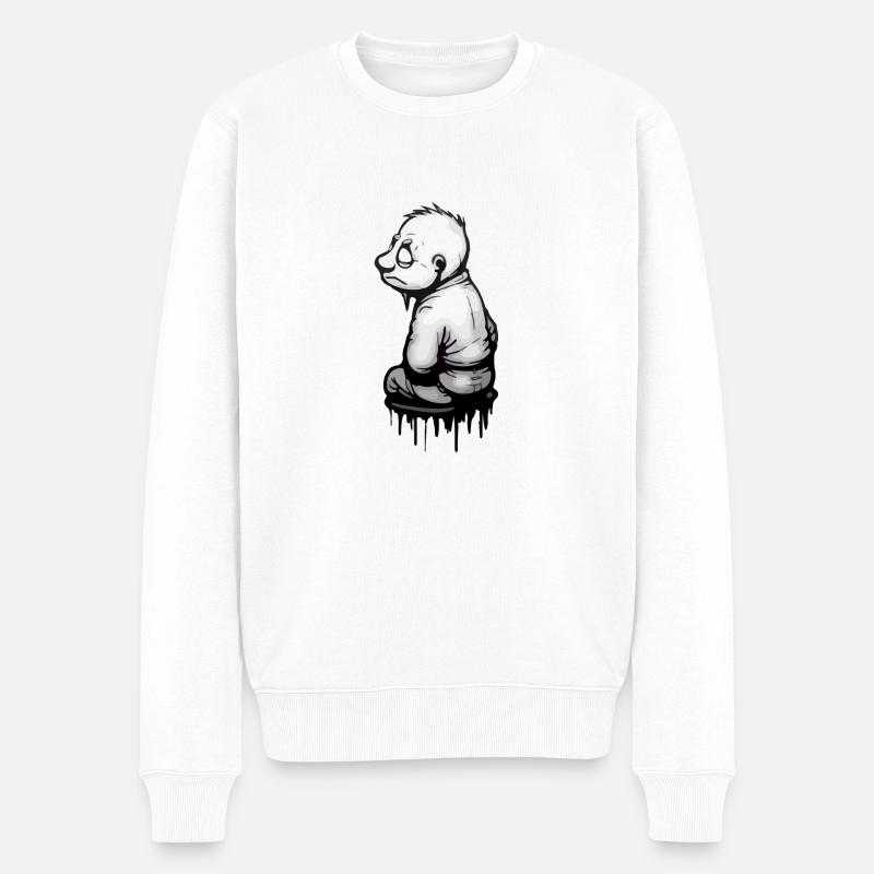René müde Straßenkunst - Männer Premium Bio Pullover - Weiß