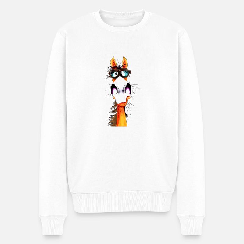 Pferd Plotz - Männer Premium Bio Pullover - Weiß