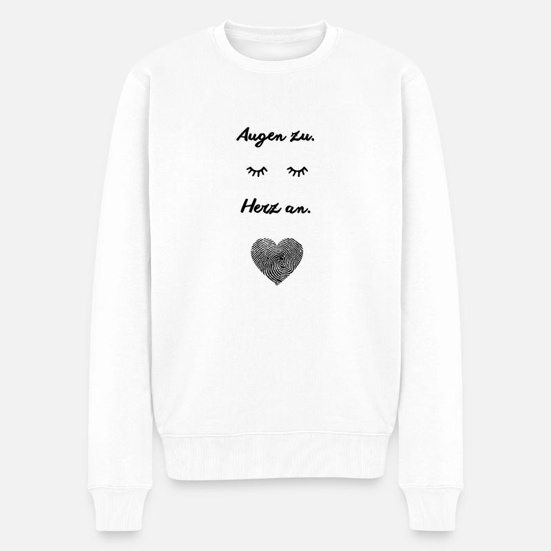 Augen zu Herz an - Männer Premium Bio Pullover - Weiß
