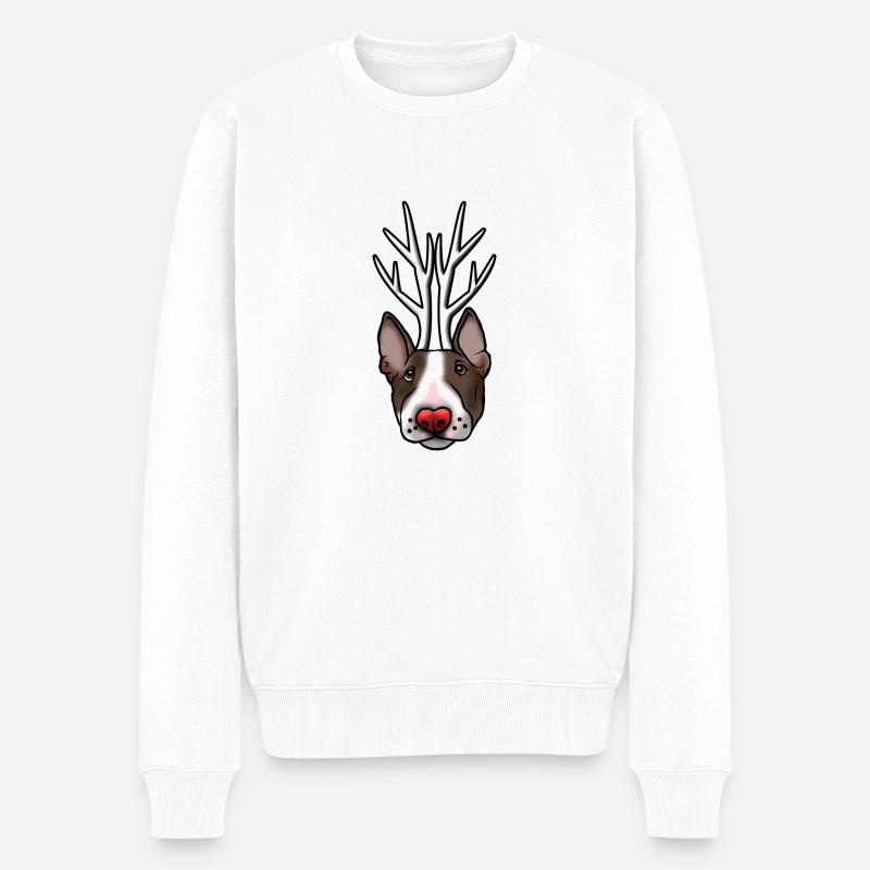 Weihnachts Renterrier - Männer Premium Bio Pullover - Weiß