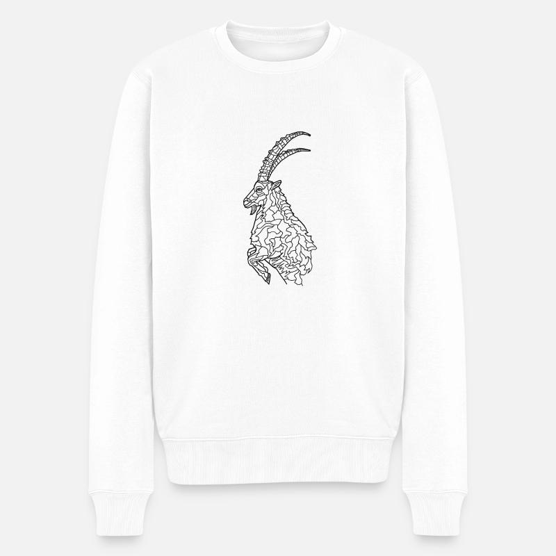 Steinbock - Männer Premium Bio Pullover - Weiß